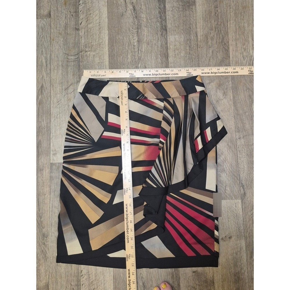 POWER‎ SKIRT ARTSYAbstract Geometric Ruffle Knee Length Skirt Size 8 Multi Color - Picture 6 of 8